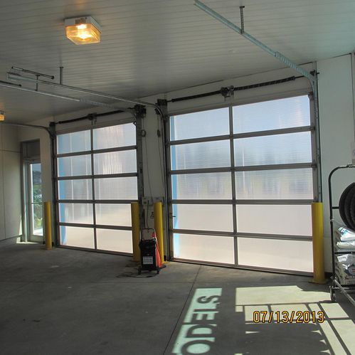 Mazda Dealer garage doors inside view