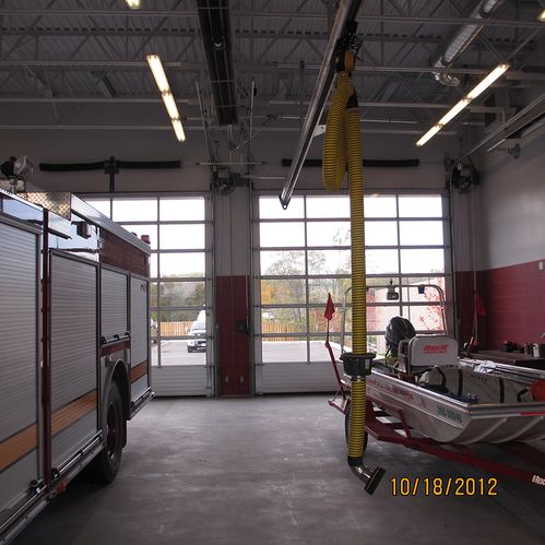 Fire Hall garage doors inside view